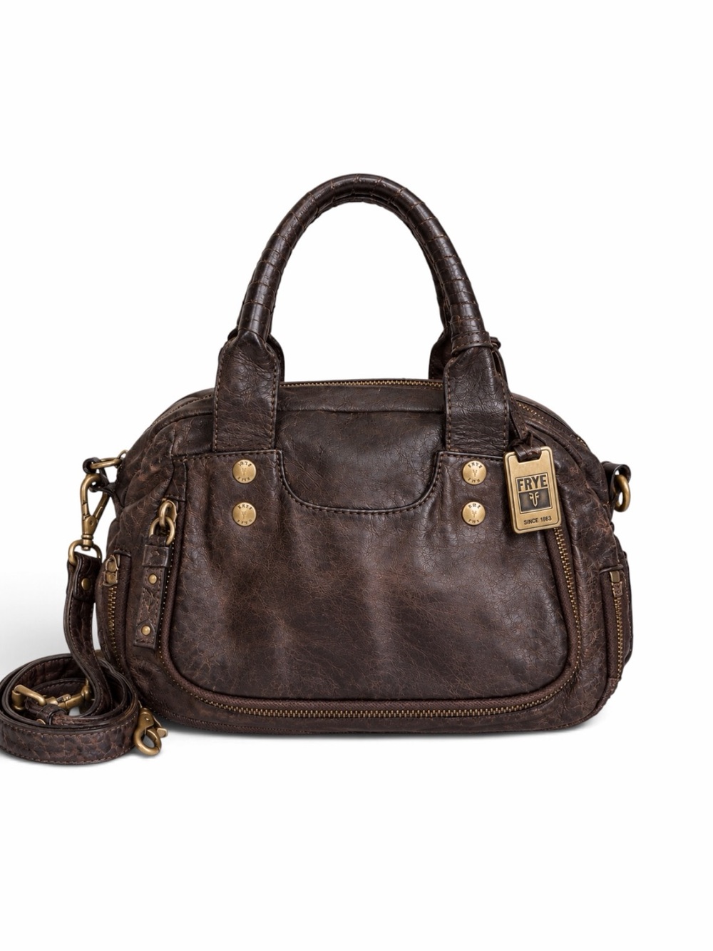Frye Elaine Brown Leather Satchel Handbag